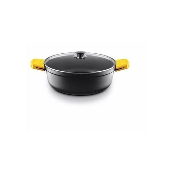 CACEROLA ALTA 28CM C/TAPA AL/FU YELLOW CASTEY