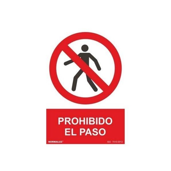 CARTEL SEÑAL 210X300MM PVC PROHIBIDO EL PASO NORMA