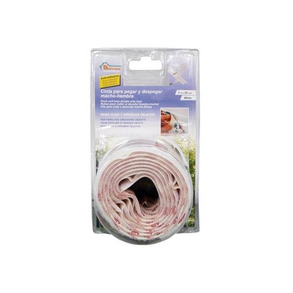 *BR CINTA MACHO & HEMBRA ADHESIVO 20MM BLANCO X 1 M