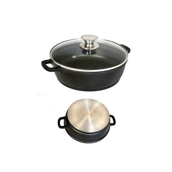 CACEROLA BAJA 32CM C/TAPA AL/FU ECOSTONE COOKWARE