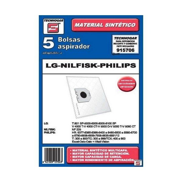 BOLSA ASPIRADOR PAPEL LG-NILFISK-PHILIPS 915706 TH