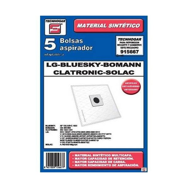 BOLSA ASPIRADOR PAPEL LG-SOLAC 915667 THOGAR 5 PZ