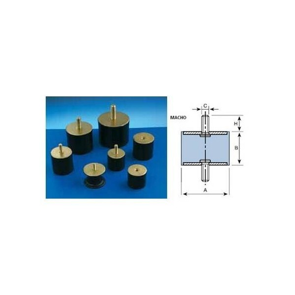 ANTIVIBRATORIO SOP CIL 30x30 MM MACHO AMC 12 PZ
