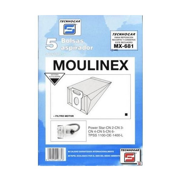 BOLSA ASPIRADOR PAPEL MOULINEX POWER STAR 910681 T