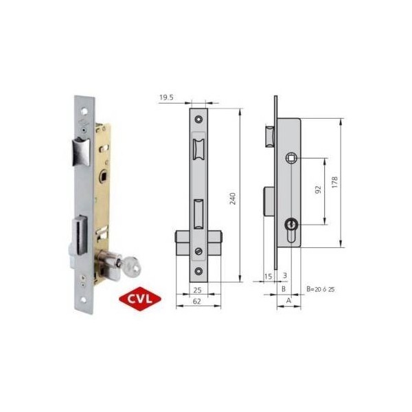 CVL CERRADURA EMBUTIR METALICA 1992-T/20/6