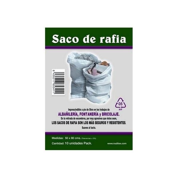 SACO ESCOMBRO 50X080CM RAFIA BL SEIMARK 10 PZ