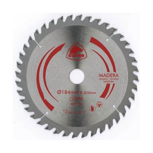 DISCO CORTE MAD 40 DIENTES 184MM EJE 20 PARA SIERR