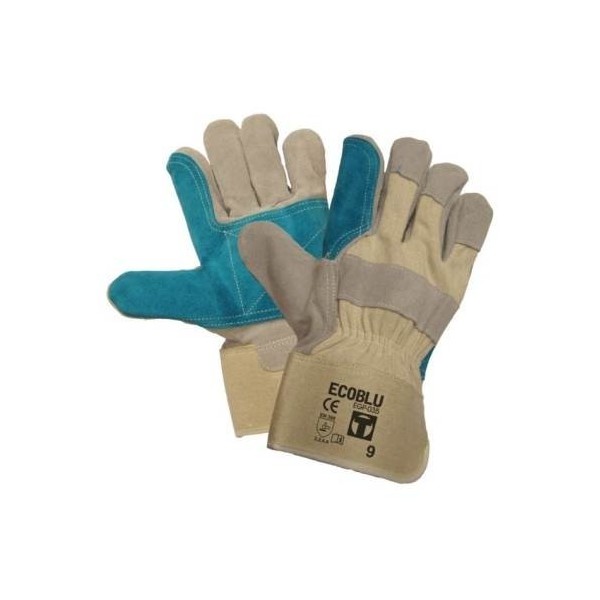 GUANTE SIDERURGIA L09 AMERICANO ECO BLU PIEL GR/AZ