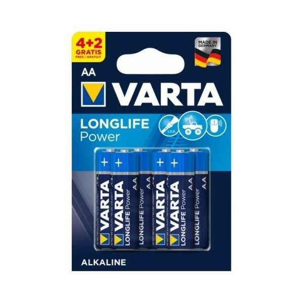 PILA ALCALINA LR06 AA 1,5V LONGLIFE POWER VARTA 6