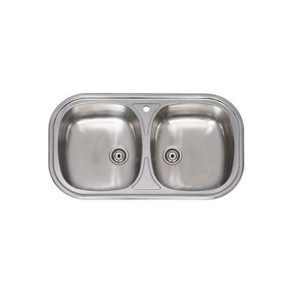 FREGADERO COCINA REDONDO 84X44CM 2 SENOS INOX PRAC