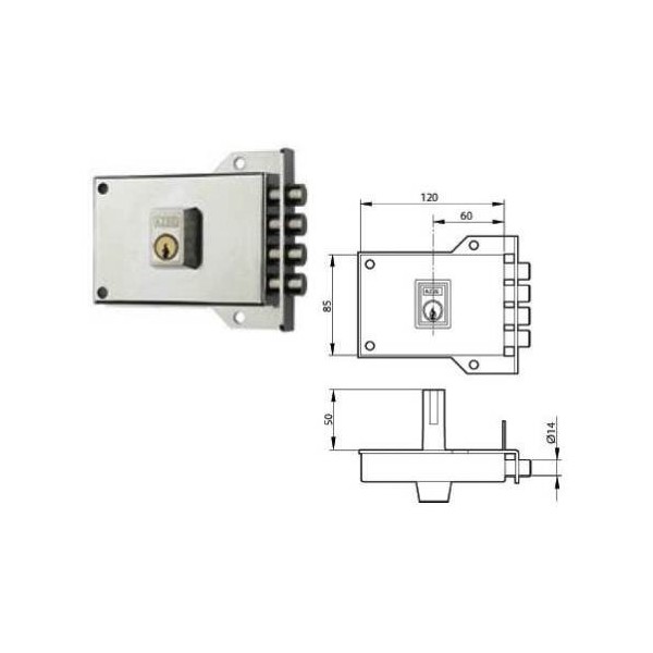 CERRADURA SOBR. 120X60MM 70IHN H.NIQ. PIC/PAL IZQ