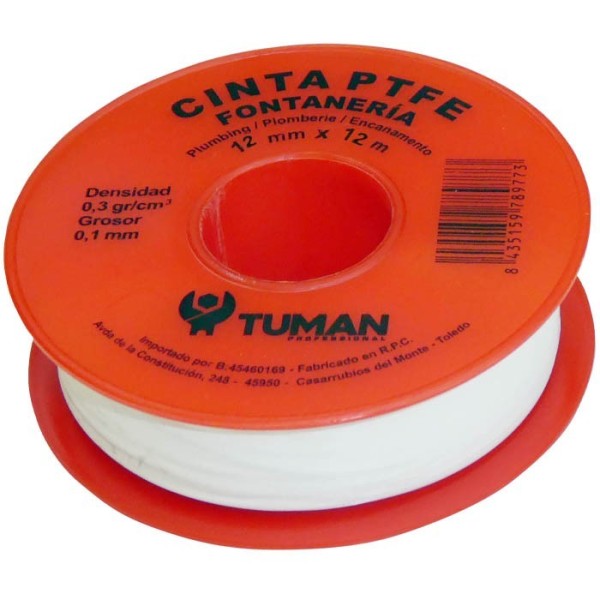 *TM CINTA PTFE 12MMX0.075MMX12 MTS 0.3GR/CM2